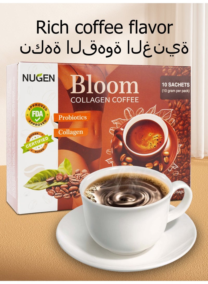 نوجن قهوة بلوم بالكولاجين - قهوة تجميل عضوية 100% مع الكولاجين ومضادات الأكسدة والبروبيوتيك - تدعم مرونة البشرة وإشراقها وصحتها اليومية | 10 أكياس - Image 4